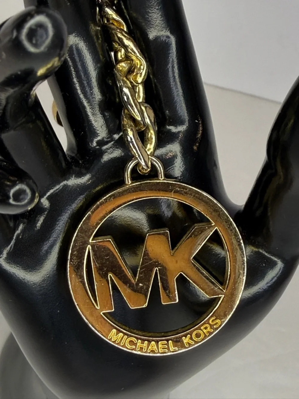 Michael Kors Gold MK Logo Keychain Heavy Chain Bag Charm Luxe - Picture 3 of 16